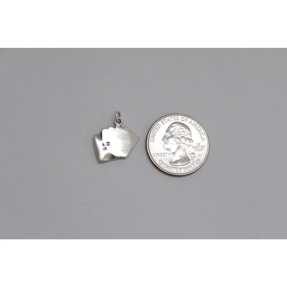 Sterling Silver Royal Flush Cards Charm - Picture 4 of 4